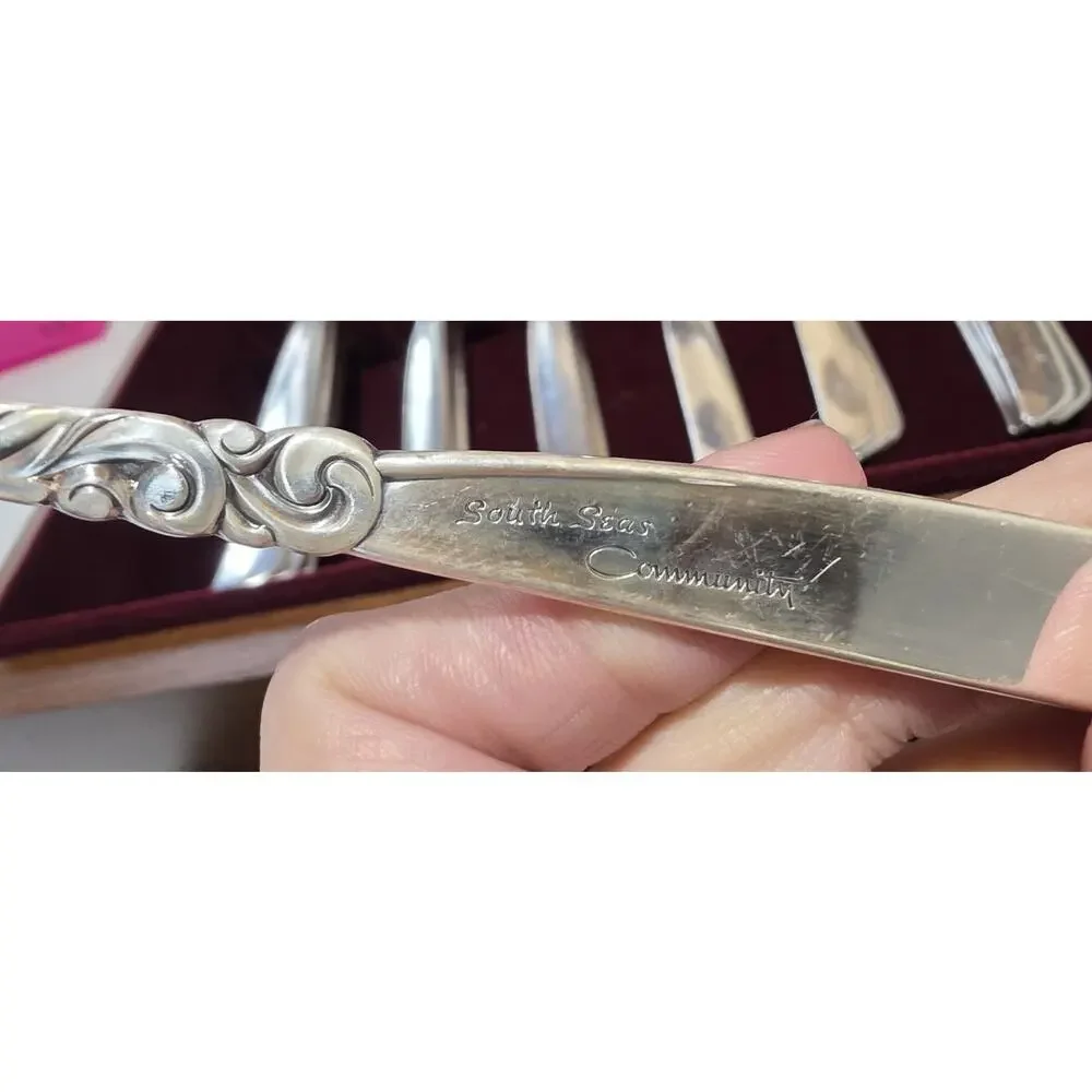 ONEIDA Community 54pc Stainless Steel Flatware Set Floral Handle, With Case